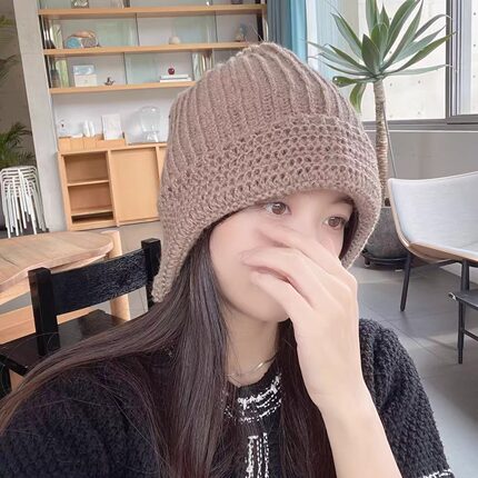 25年秋冬新款包头毛线帽女韩国东大门代购复古文艺休闲针织渔夫帽
