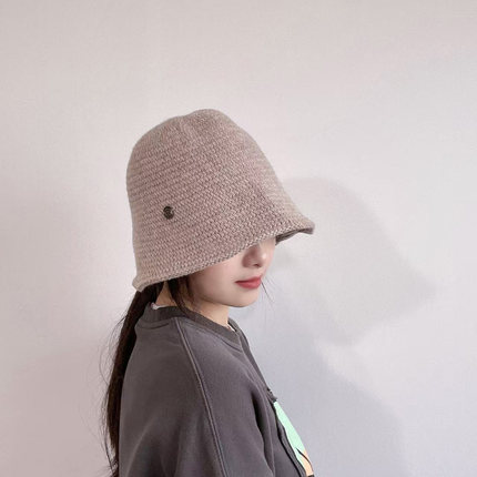 25年秋冬新款羊毛混纺毛线渔夫帽女韩国东大门代购时尚休闲盆帽潮