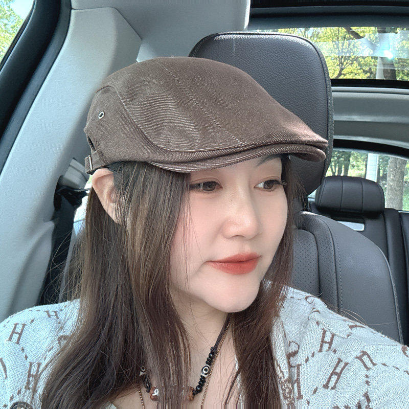 四季款牛仔布八角帽女韩国东大门代购休闲简洁百搭画家帽长舌帽潮