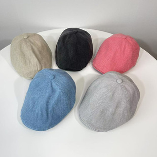 25年春夏棉纸长舌帽女韩国东大门代购复古文艺休闲画家帽鸭舌帽潮