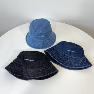 时尚 刺绣小字母牛仔渔夫帽韩国代购 休闲遮阳帽盆帽潮 新款 25年秋季