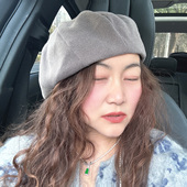 1.10现货灰色贝雷帽女韩国东大门代购 复古文艺画家帽报童帽青年潮