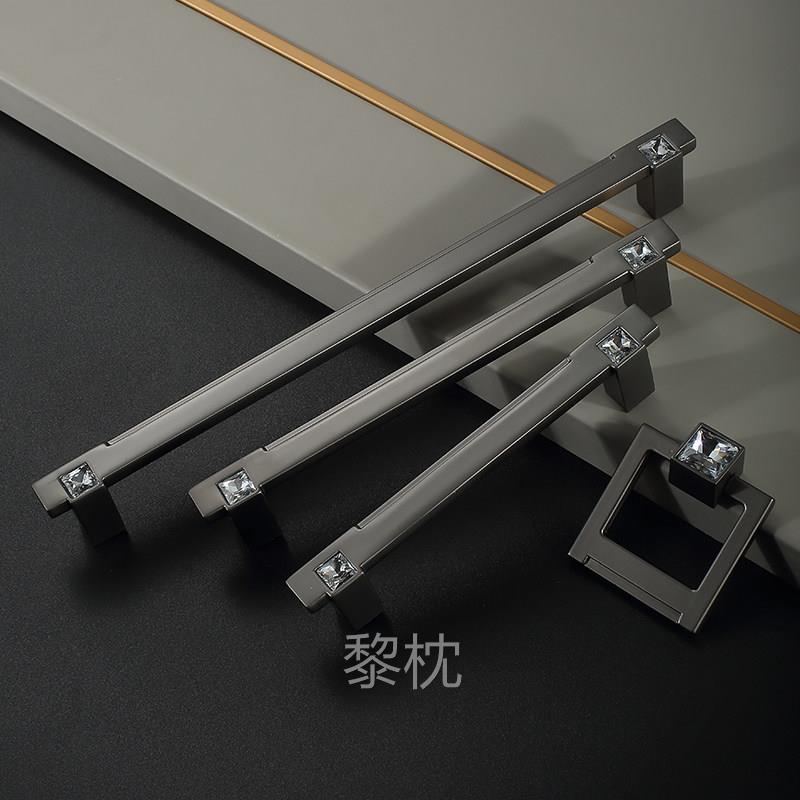 现代简约衣柜橱柜子门把手手柄高档抽屉拉手镶钻轻奢水晶单孔