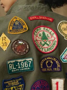 RL RL美式复古个性圆形袖章布章布贴徽章臂章补丁 魔术贴背胶可选