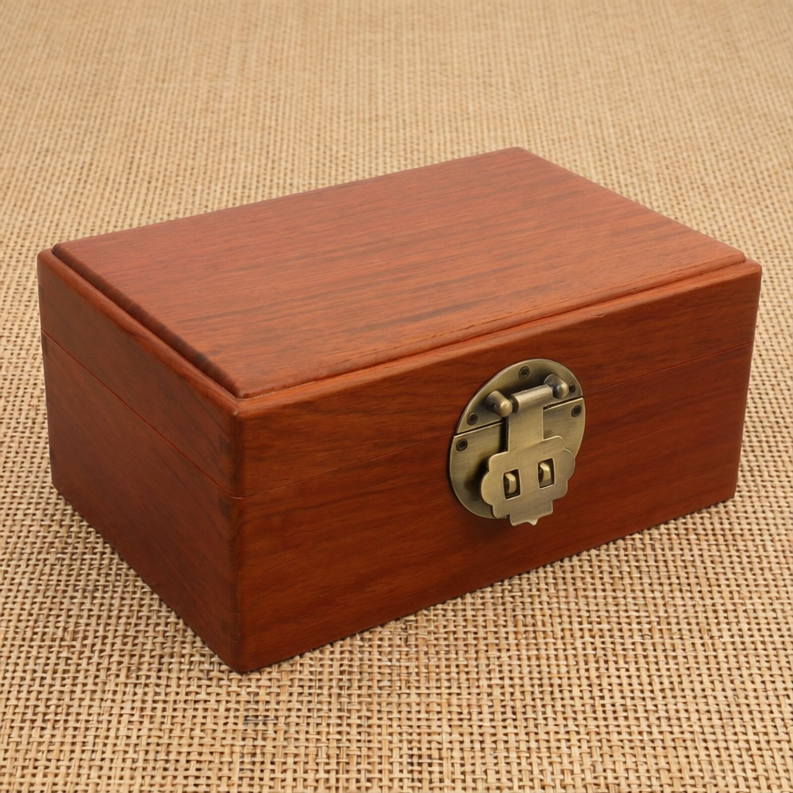 缅甸花梨木收纳盒实木首饰盒手串手镯金属锁扣大容量木质珠宝盒