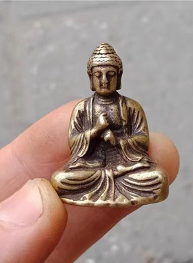 黄铜小佛复古车内铜器弥勒佛布袋佛像卧佛桌面铜摆件茶宠