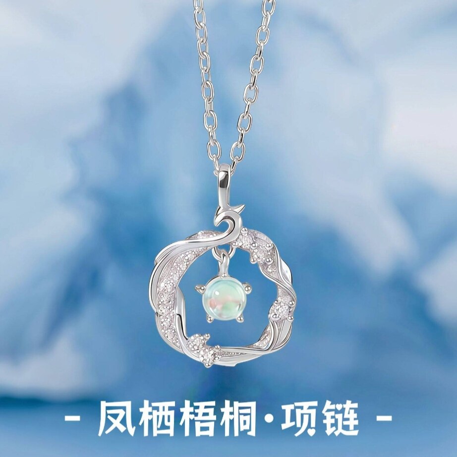 足银999凤栖梧桐纯银项链小众轻