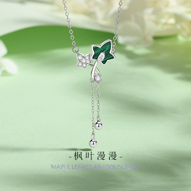 银杏叶纯银925项链女时尚百搭款