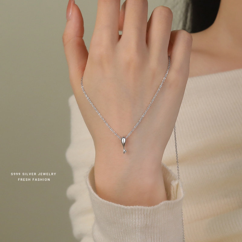 s999足银锦鲤项链女森系小清新时