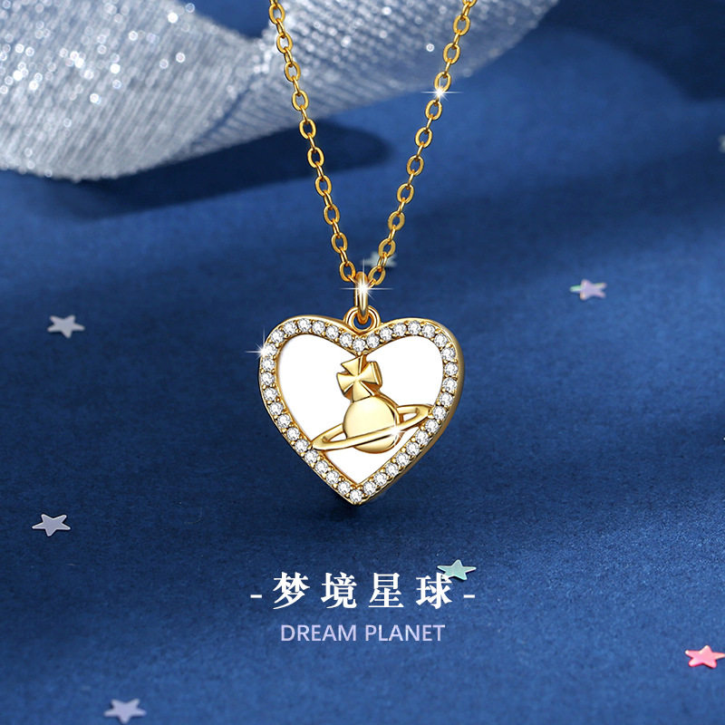爱心纯银925项链女小众设计轻奢