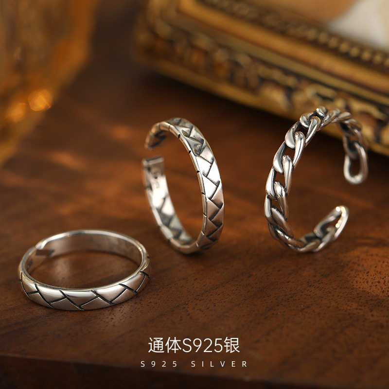 榕树下S925银韩版泰银个性戒指女