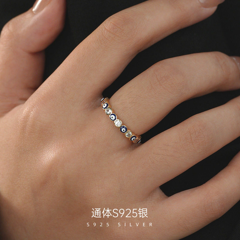 榕树下S925纯银外贸饰品滴胶蓝眼
