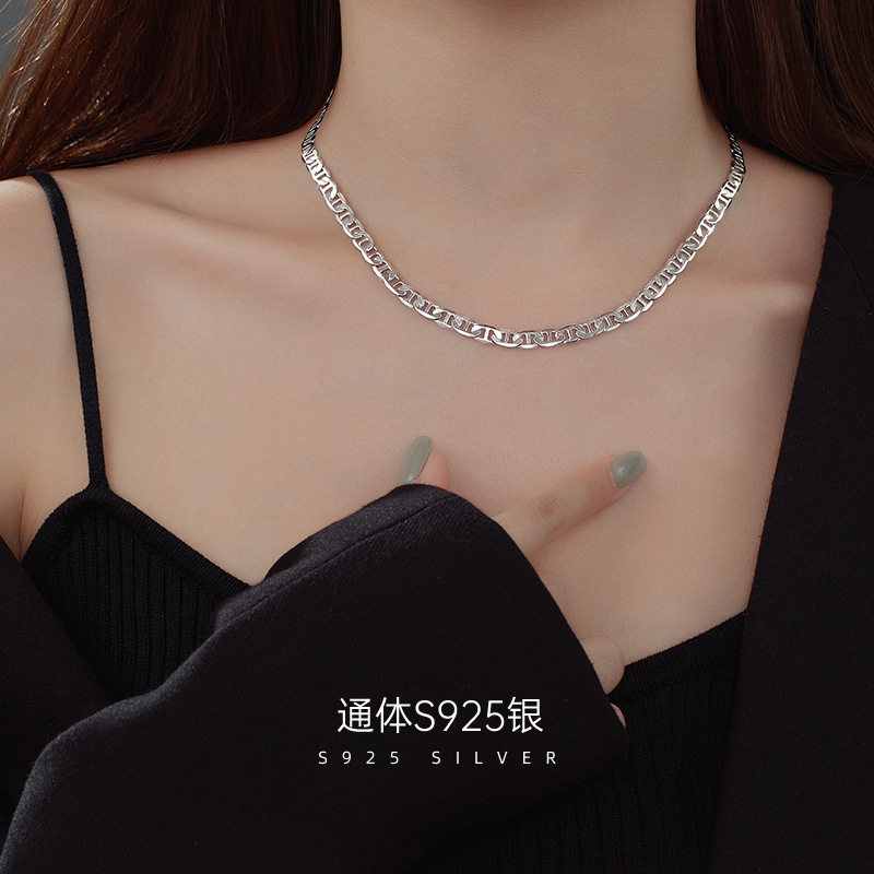 榕树下S925银小众choker项链女in