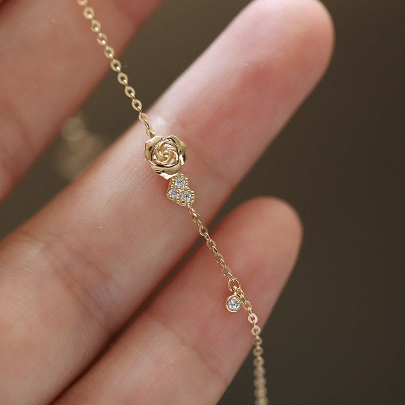 S925纯银玫瑰花手链女跨境热销轻