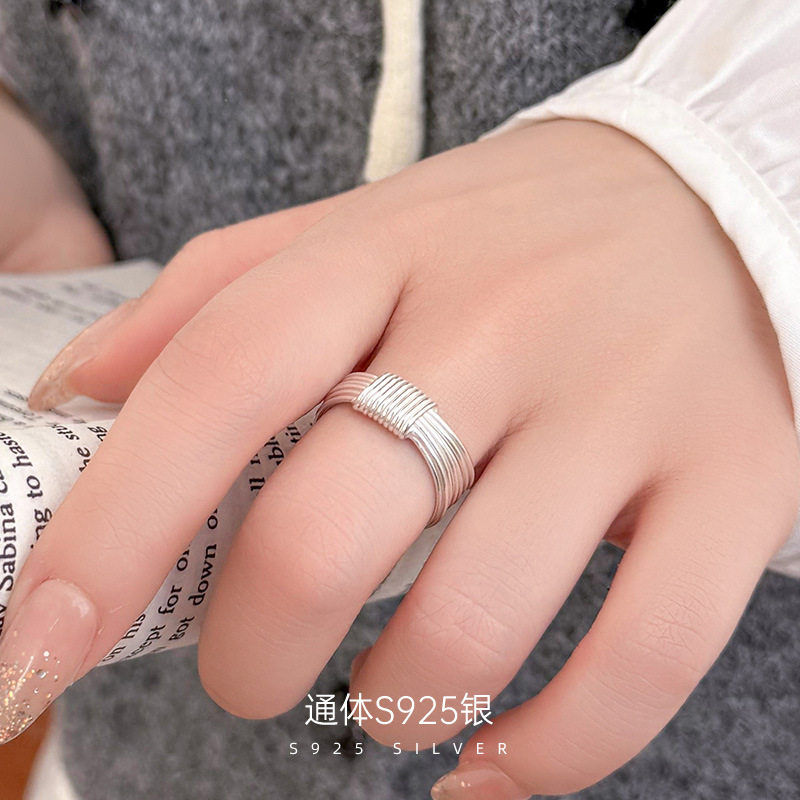 榕树下S925银韩版ins千丝万缕戒