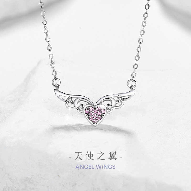 天使之翼纯银925项链女小众设计