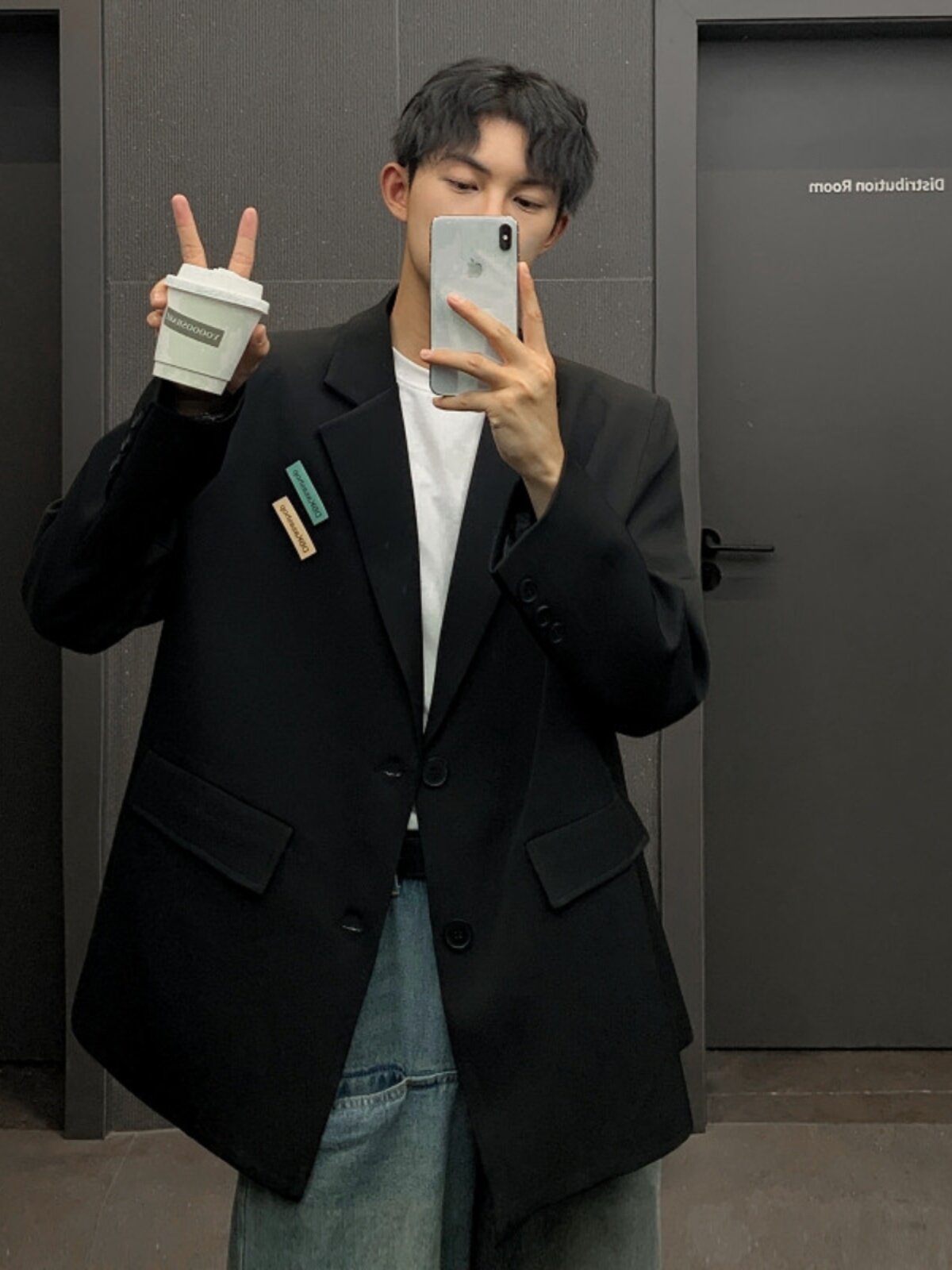 CLARALEE西服外套男春秋高级感dk制服上衣潮牌宽松大码休闲西装