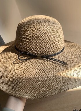 Mad Cortes日本大帽檐防晒帽女夏天沙滩度假遮阳礼帽海边太阳草帽