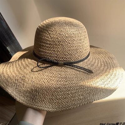 Mad Cortes日本大帽檐防晒帽女夏天沙滩度假遮阳礼帽海边太阳草帽