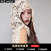 UVCUT纯手工钩花镂空多用帽子披肩女夏季 出游拍照神器针织围巾