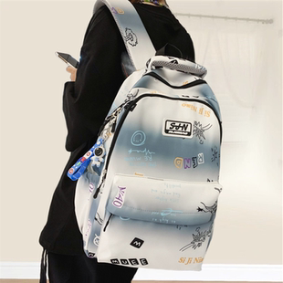 CaringKleing书包男大学生新款涂鸦大容量中学生高中初中双肩包男