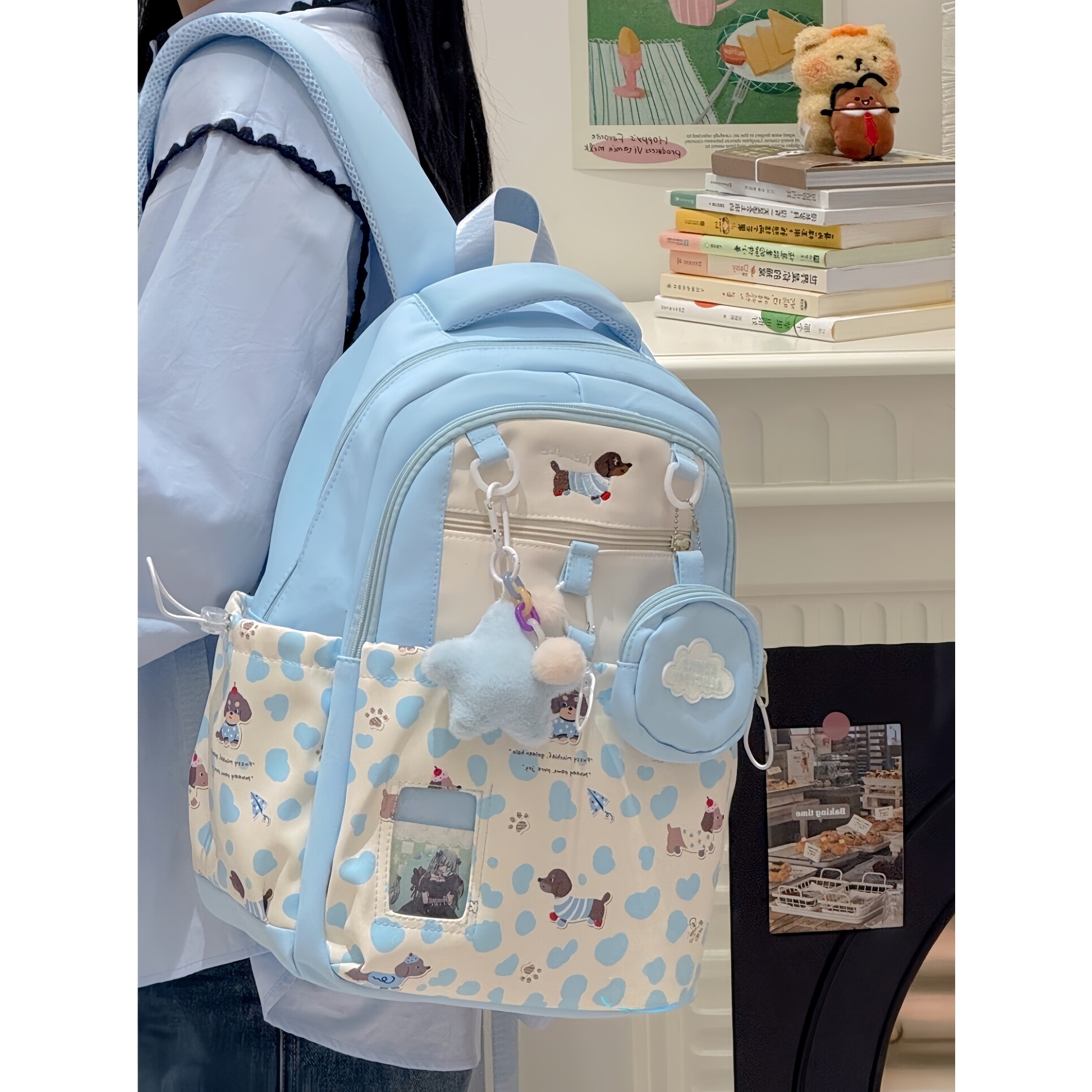法国MlcanI Kans书包女孩初中生双肩包高中托特包学生小清新背包