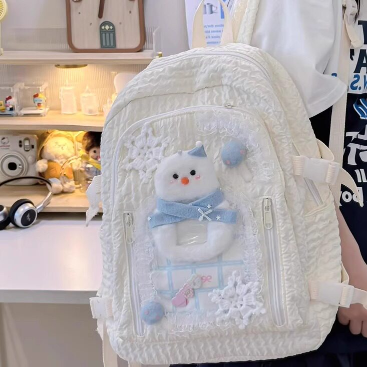 香港IT HKins可爱甜美女生双肩背包2025大容量初中生高中生书包女