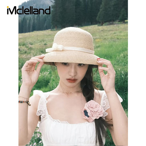 Mclelland法式草帽女夏季海边遮阳防晒帽度假渔夫帽2025新款帽子