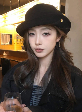 Mad Cortes韩国高端复古毛呢渔夫帽子女秋冬新款简约百搭保暖盆帽