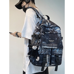 潮牌书包男大学生韩版大容量原宿风初中生双肩包高中生时尚背包女