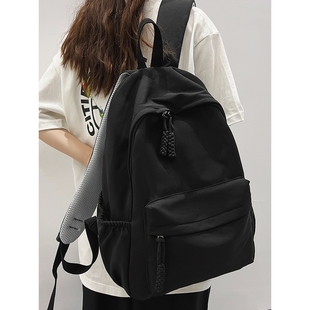 法国书包大学生简约黑色大容量初中生高中生2025新款背包女双肩包