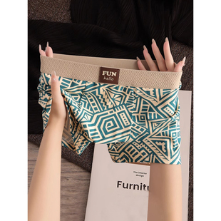 透气舒适四角裤 维多利亞纯棉几何印花男士 复古平角裤 2025新款 内裤