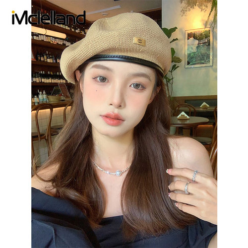 Mclelland2025新款春秋薄款透气针织贝雷帽女百搭显脸小画家帽子