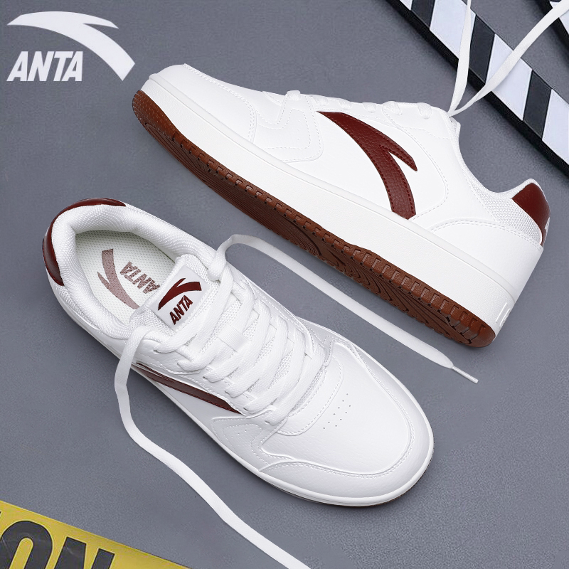 安踏鞋子男板鞋春秋款官网旗舰白色厚底休闲鞋皮面增高百搭男鞋