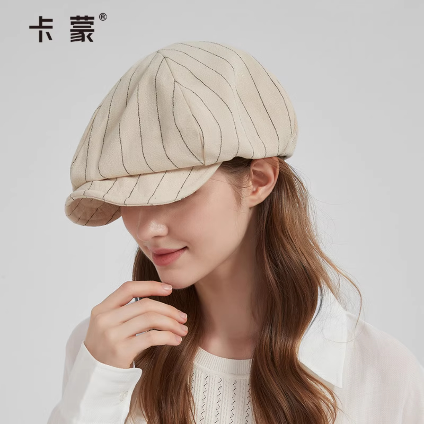 卡蒙亚麻肌理鸭舌帽轻薄前进帽女