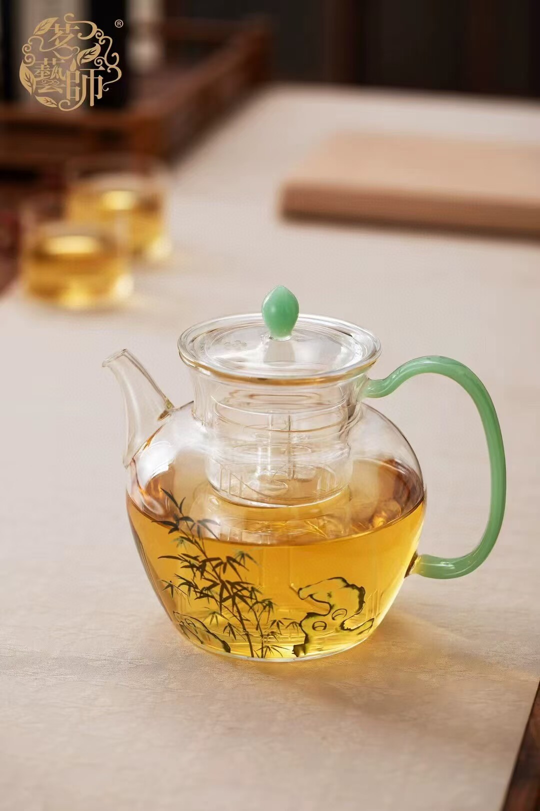 茗艺师玻璃竹节泡茶壶煮茶壶耐高温加厚养生壶1000ml蒸胆+煮胆