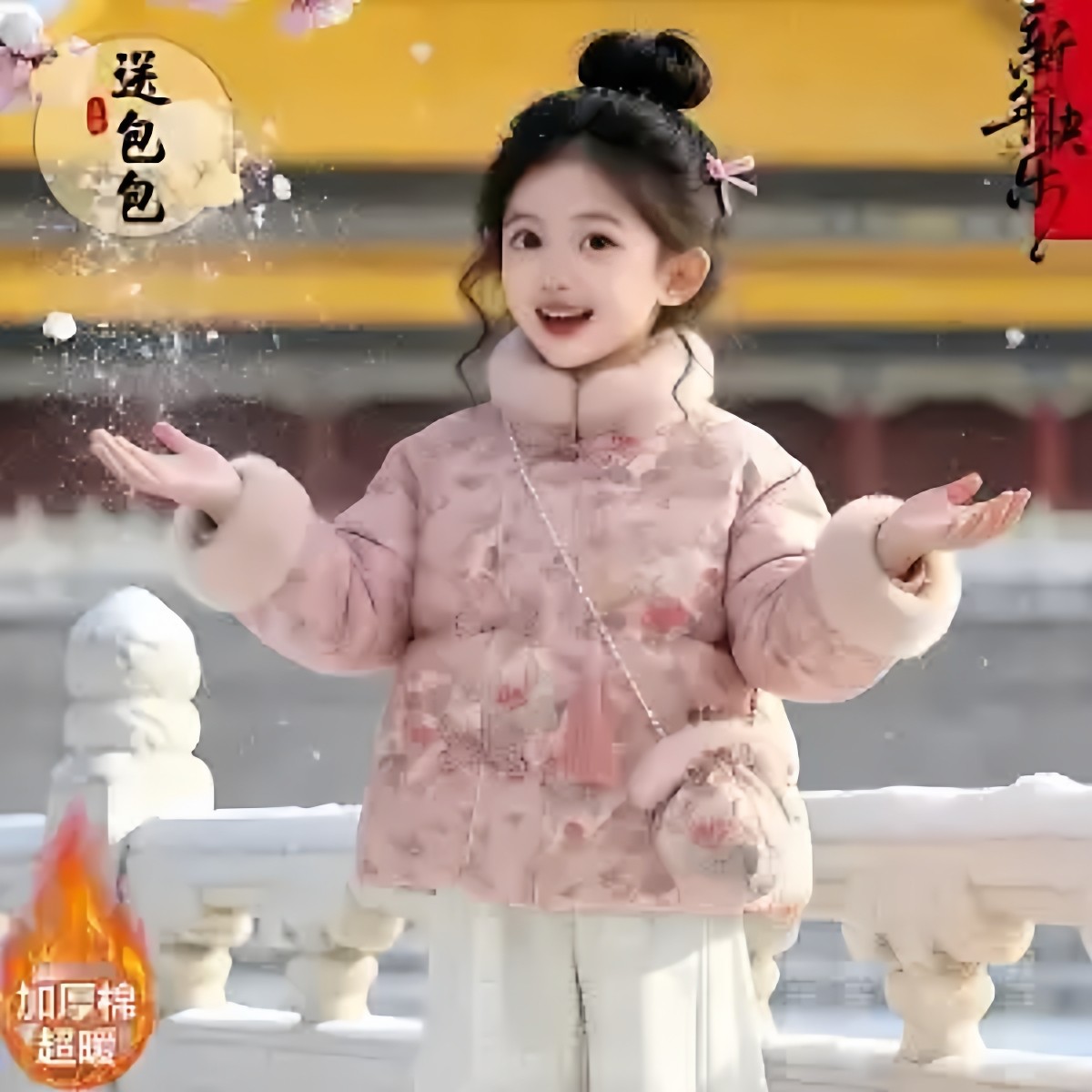 女童国风毛领棉服冬装2026新款新中式提花盘扣棉袄拜年服外套保暖,童装/婴儿装/亲子装,棉袄/棉服,淘宝优惠券,粉丝福利购,淘宝优惠卷