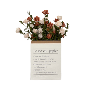 ins仿真花玫瑰花氛围感装饰摆件永生花花束复古牛皮纸袋拍照道具