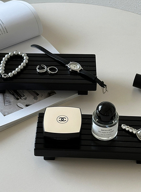 复古原木香薰蜡烛桌面摆件托盘轻奢高级感首饰香水杂物收纳架子