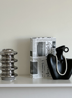 中古高级感装饰品艺术创意陶瓷花瓶客厅玄关小众设计摆件拍照道具