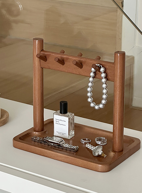 香薰托盘首饰展示架拍照道具ins装饰摆件实木托盘玄关钥匙收纳