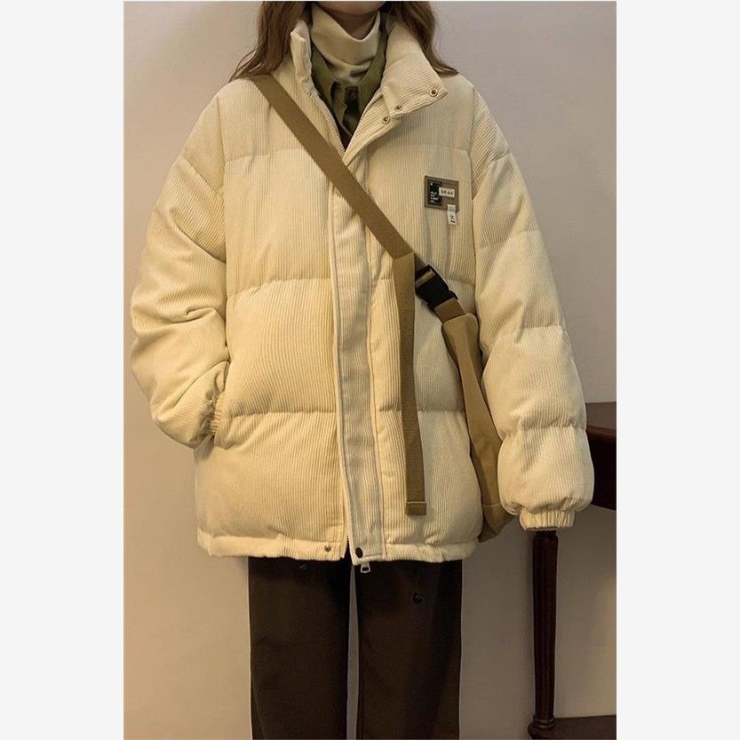 灯芯绒棉服女冬季羽绒面