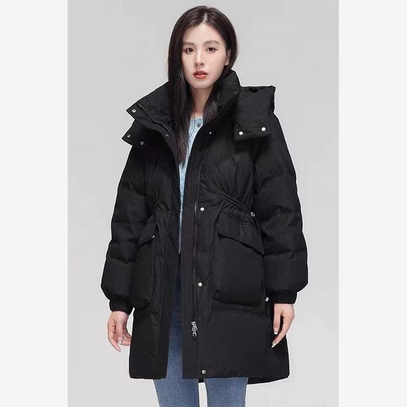 白鸭绒羽绒服女中长款2023新款秋冬天时尚加厚收腰休闲百搭外套潮
