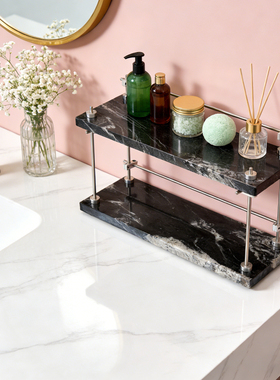 大理石置物架浴室卫生间牙刷漱口杯具高级感台面桌面收纳整理架子
