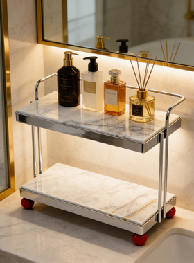 大理石卫生间置物架化妆品轻奢台面浴室洗漱台洗手间用品收纳架子
