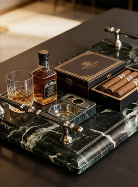 天然进口大理石置物架浴室洗漱台轻奢高级感收纳杯架卫生间托盘