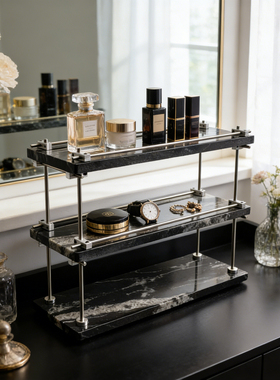 天然大理石置物架浴室洗漱台收纳托盘卫生间梳妆台化妆品收纳架
