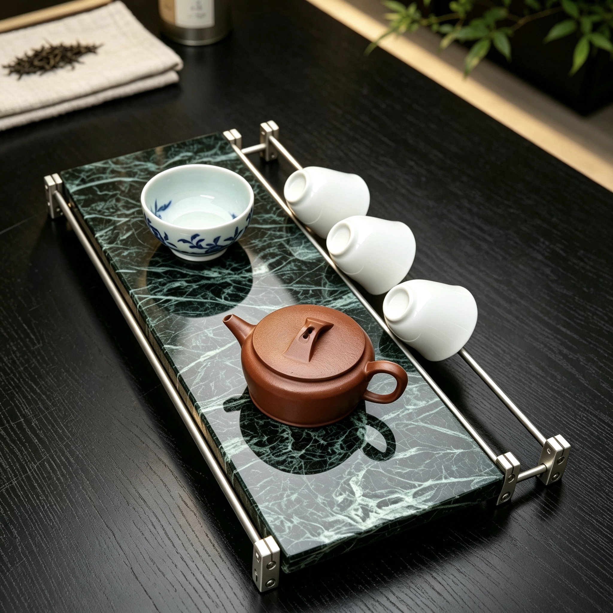 大理石茶盘轻奢高级感桌面台面置物简约天然石材光轴收纳盘摆件图片