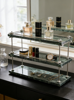 轻奢大理石置物架高档家用桌面收纳盘卫生间香薰护肤品整理置物台