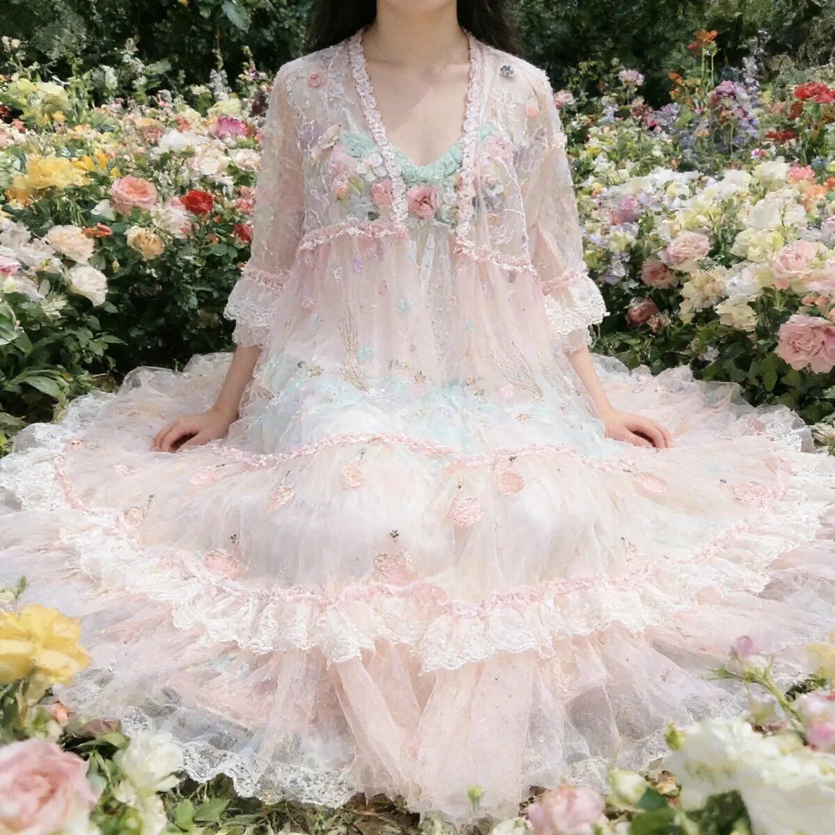 花仙子公主梦幻飘纱迪士尼公主蕾lolita洛丽塔连